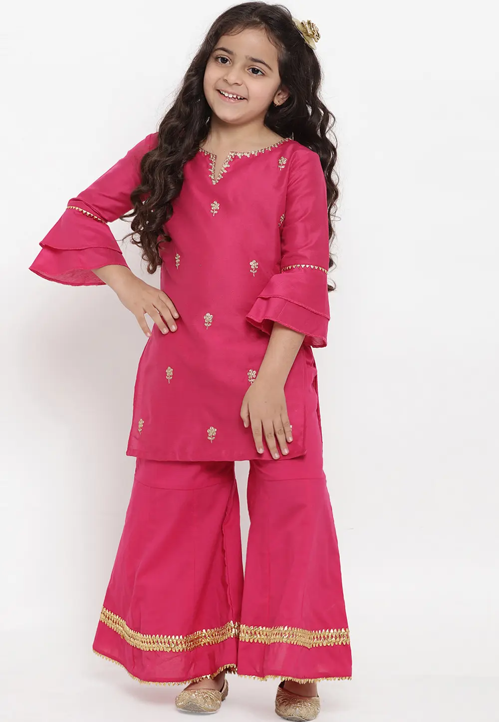 Magenta Rayon Kids Palazzo Suit 302083