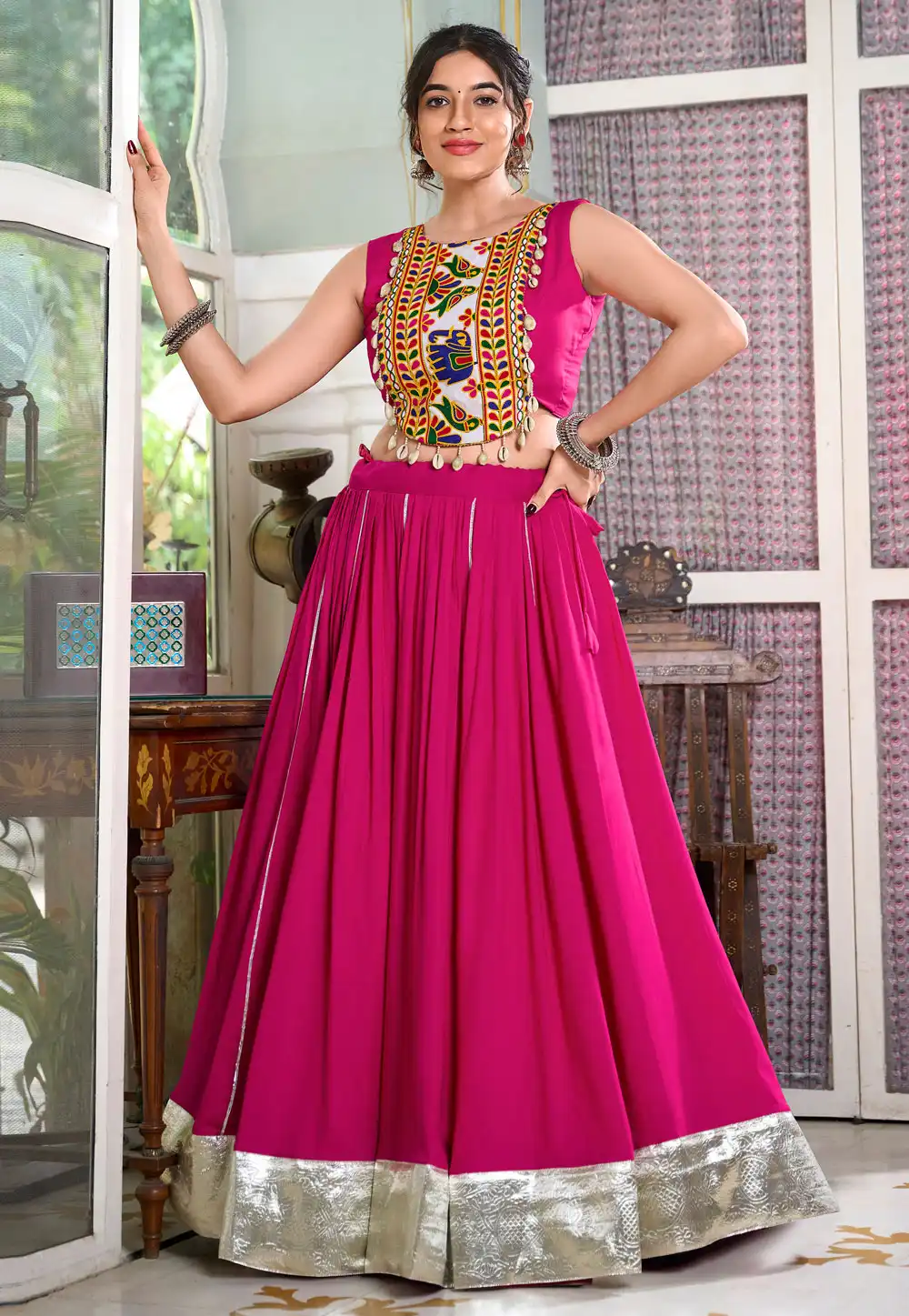 Magenta Rayon Navratri Chaniya Choli 292845