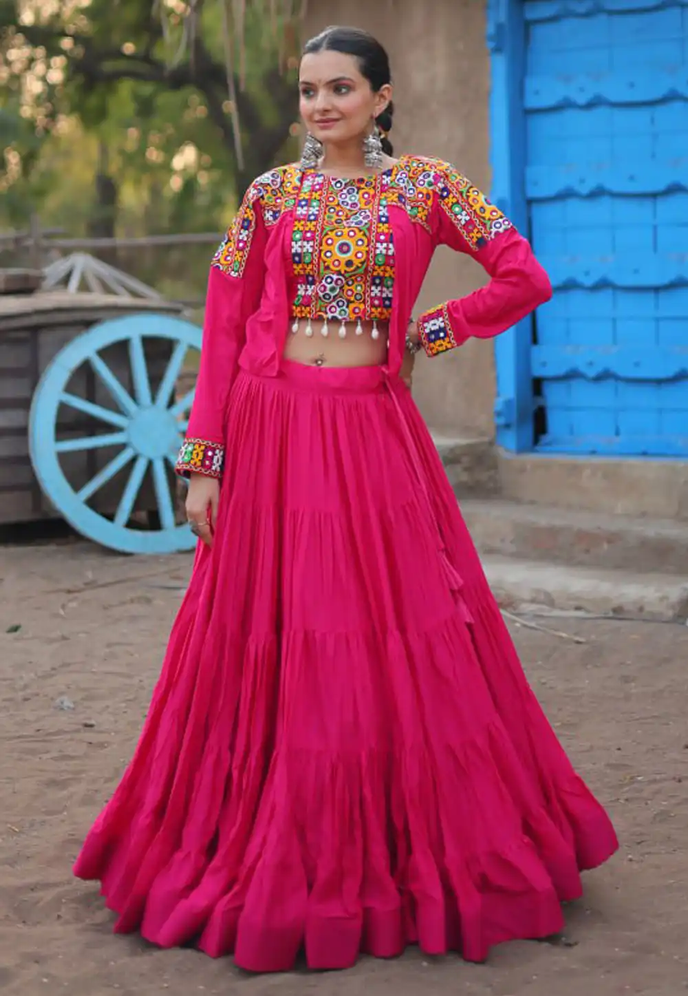 Magenta Rayon Navratri Chaniya Choli 293322