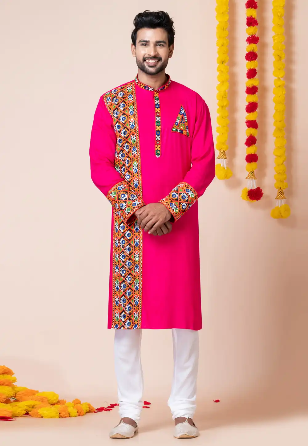 Magenta Rayon Navratri Kurta Pajama 292591