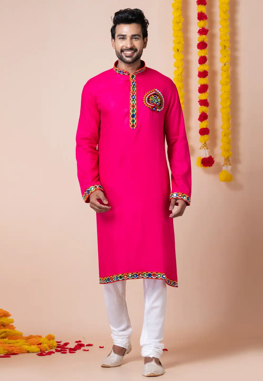 Magenta Rayon Navratri Kurta Pajama 292597