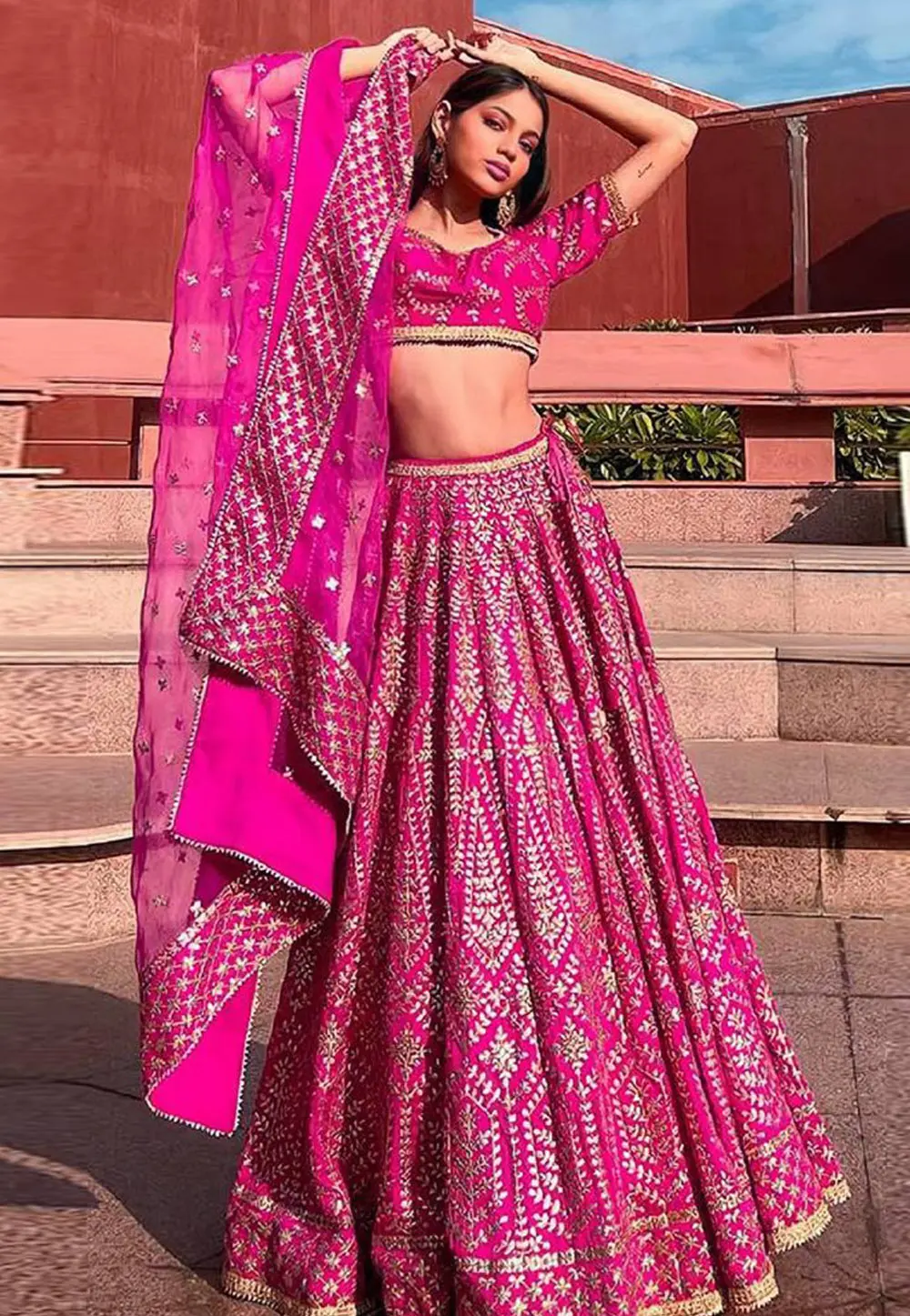 Magenta Satin Silk Circular Lehenga Choli 303864