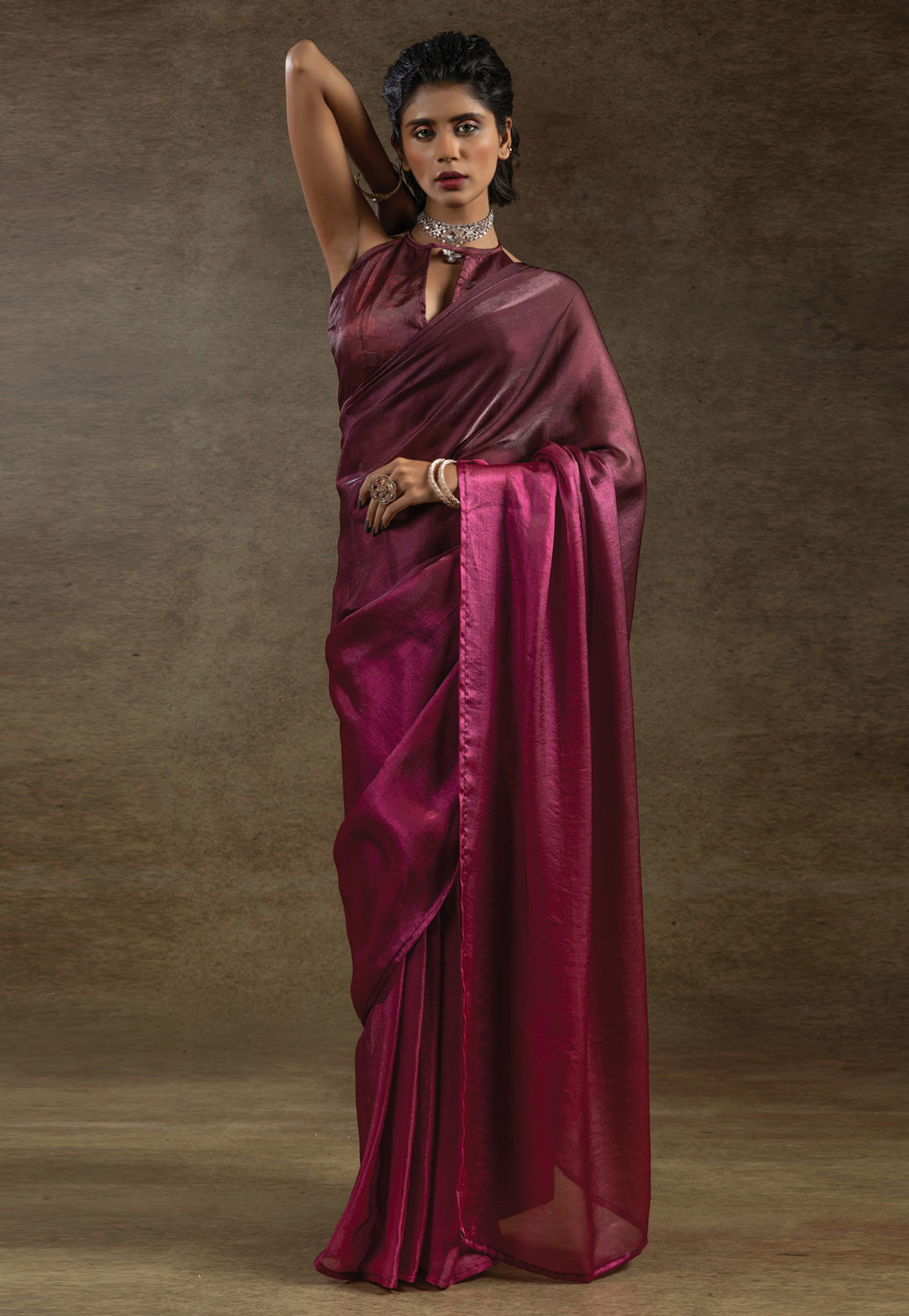 Magenta Satin Silk Lehenga Saree 309128