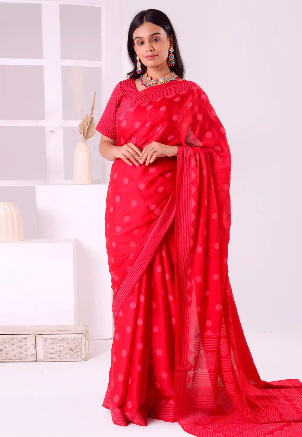 Magenta Satin Silk Saree With Blouse 293693