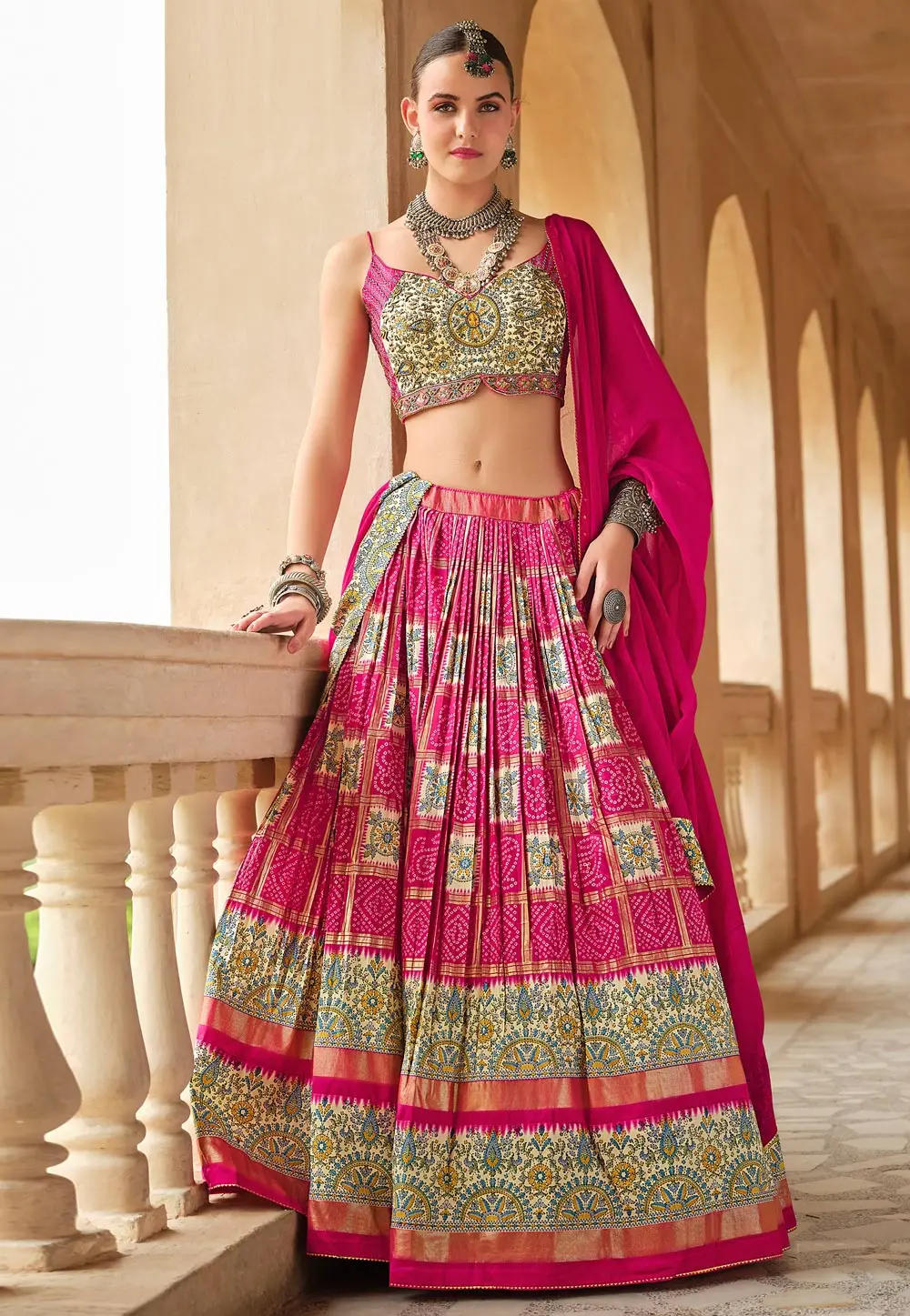 Magenta Silk A Line Lehenga Choli 302559