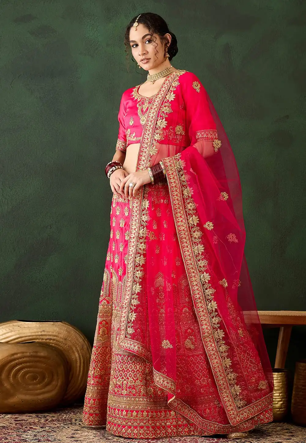 Magenta Silk A Line Lehenga Choli 294311