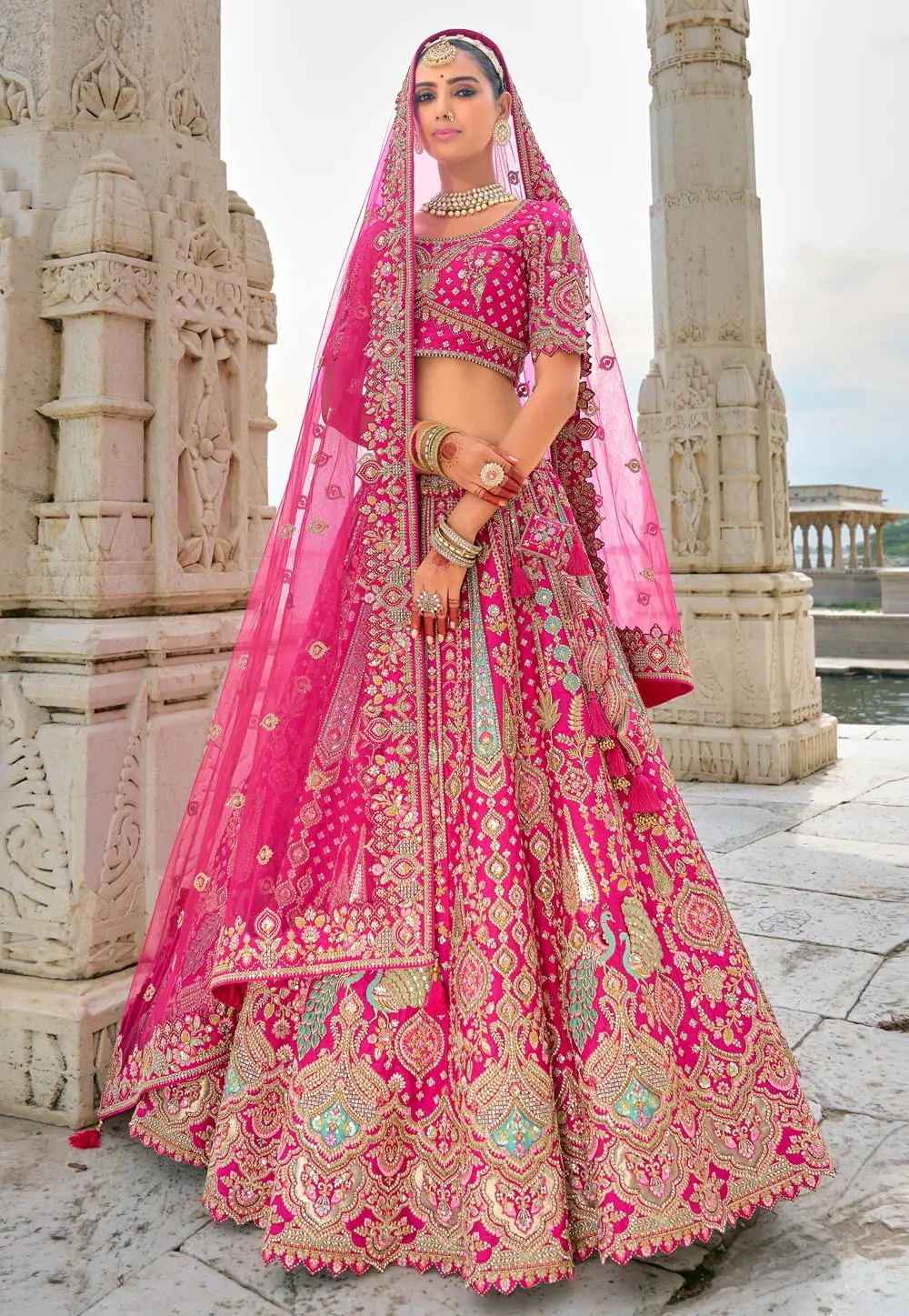 Magenta Silk Bridal Lehenga Choli 298405