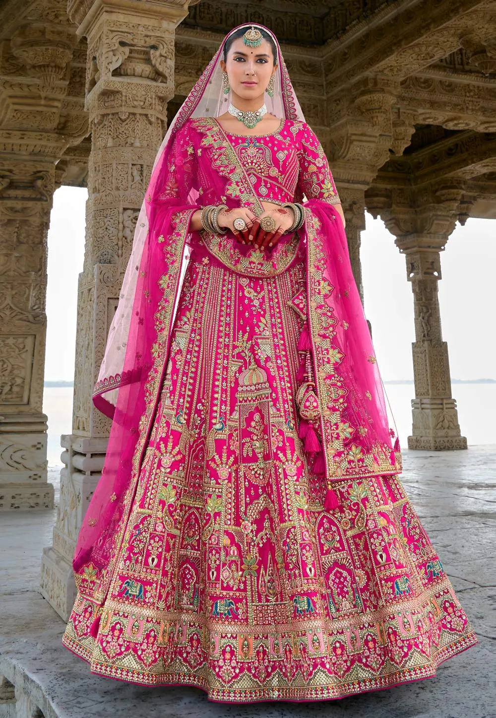 Magenta Silk Bridal Lehenga Choli 298407