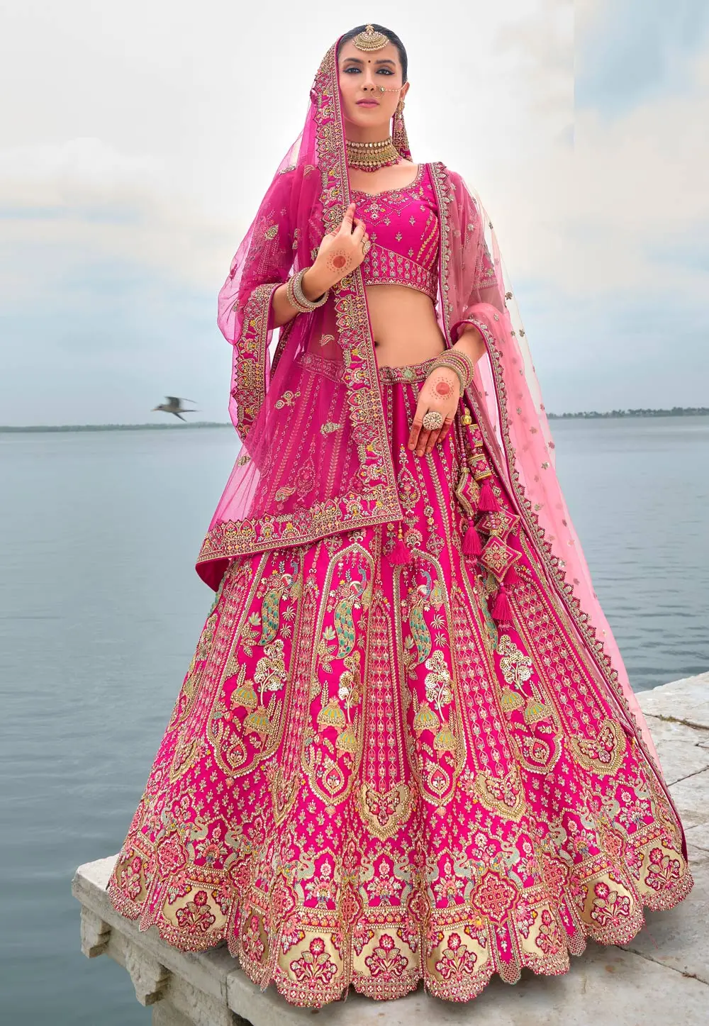 Magenta Silk Bridal Lehenga Choli 298411