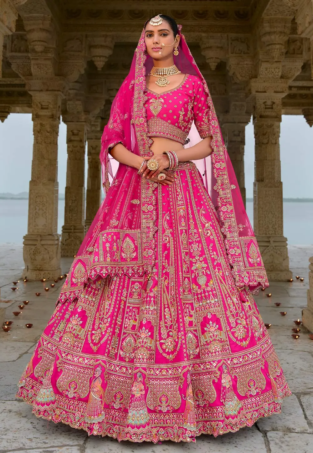 Magenta Silk Bridal Lehenga Choli 298414