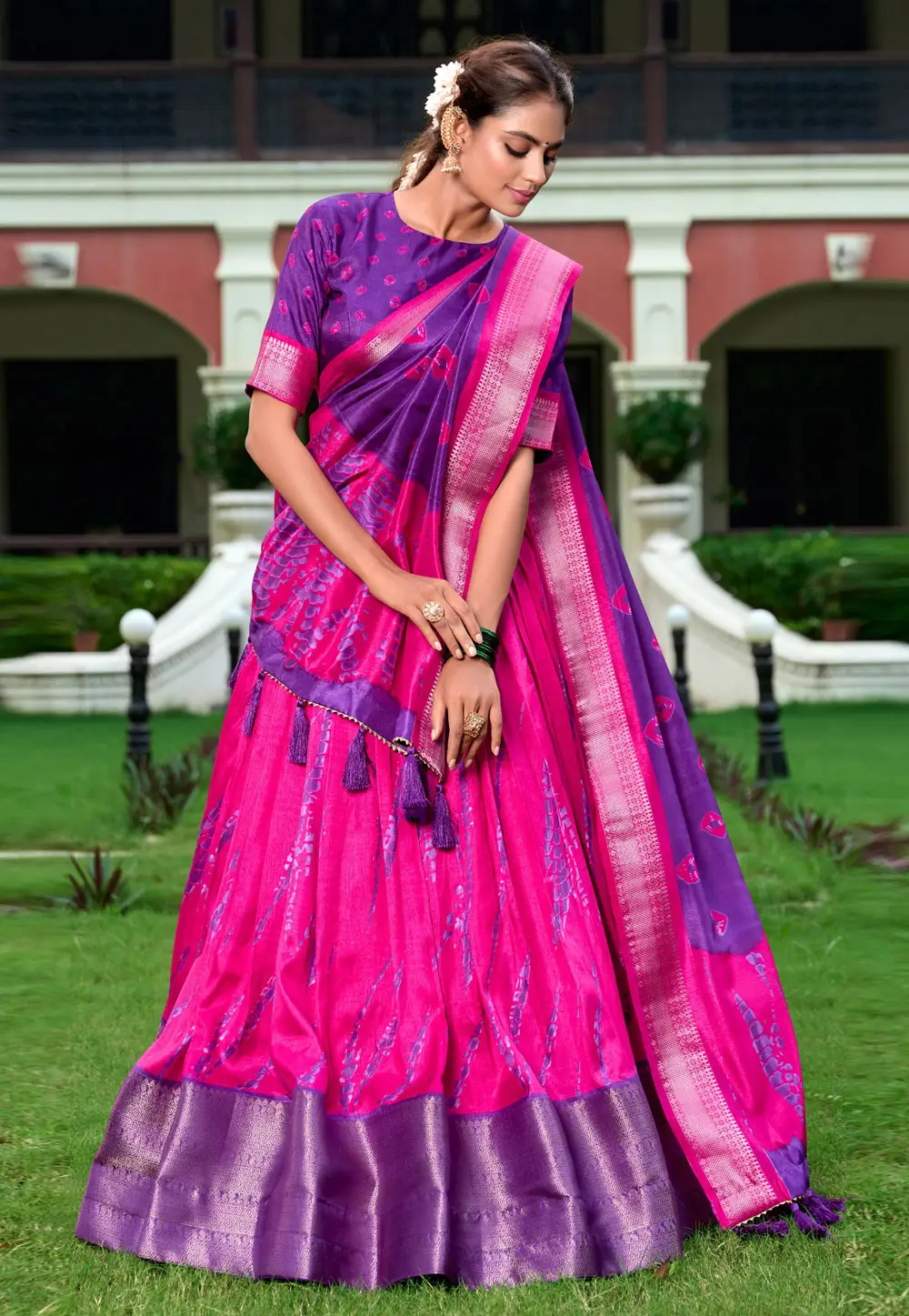 Magenta Silk Circular Lehenga Choli 296580