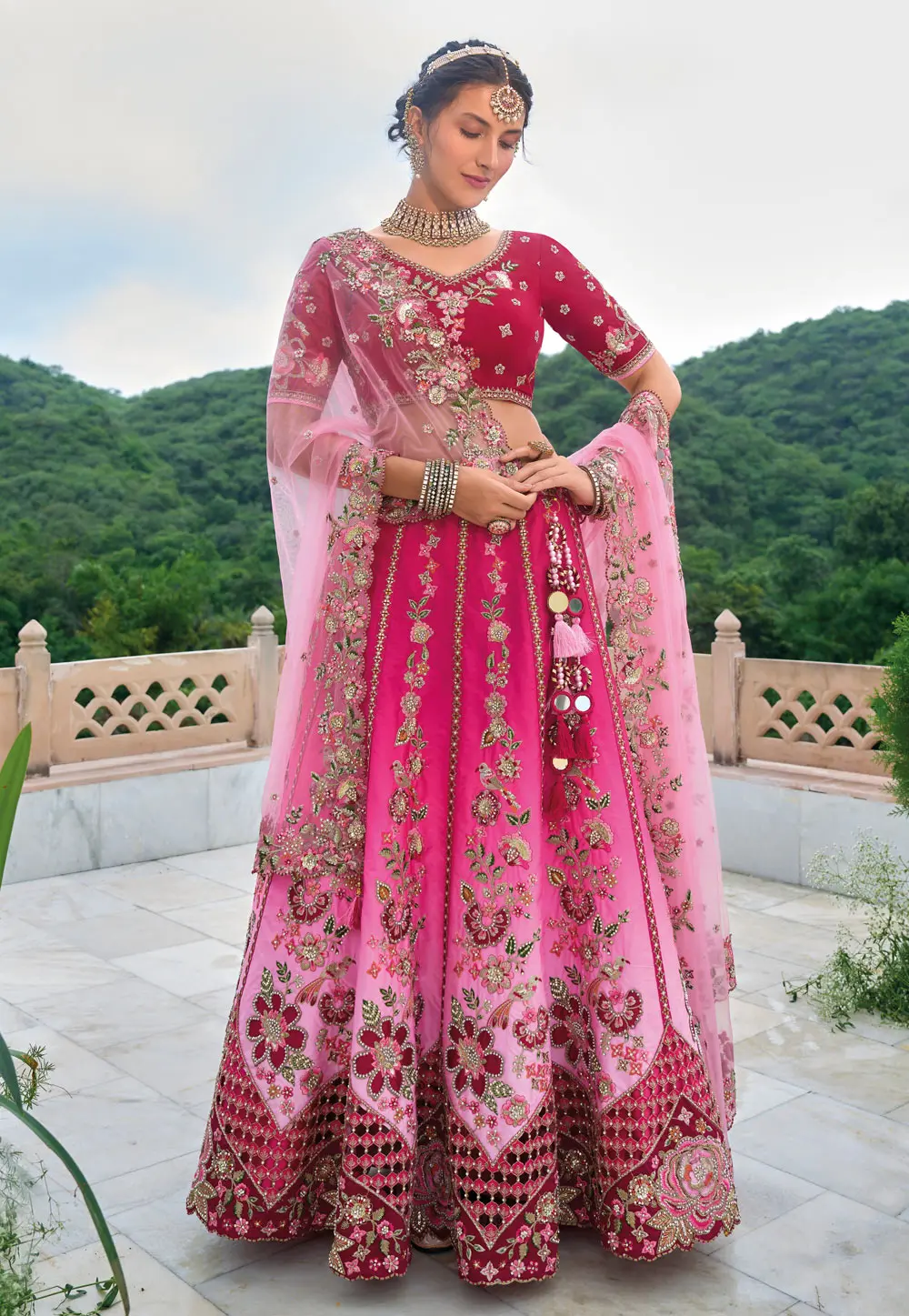 Magenta Silk Circular Lehenga Choli 298240