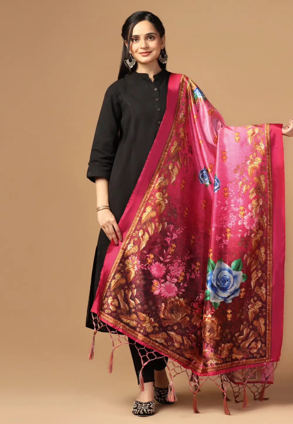 Magenta Silk Dupatta 296858