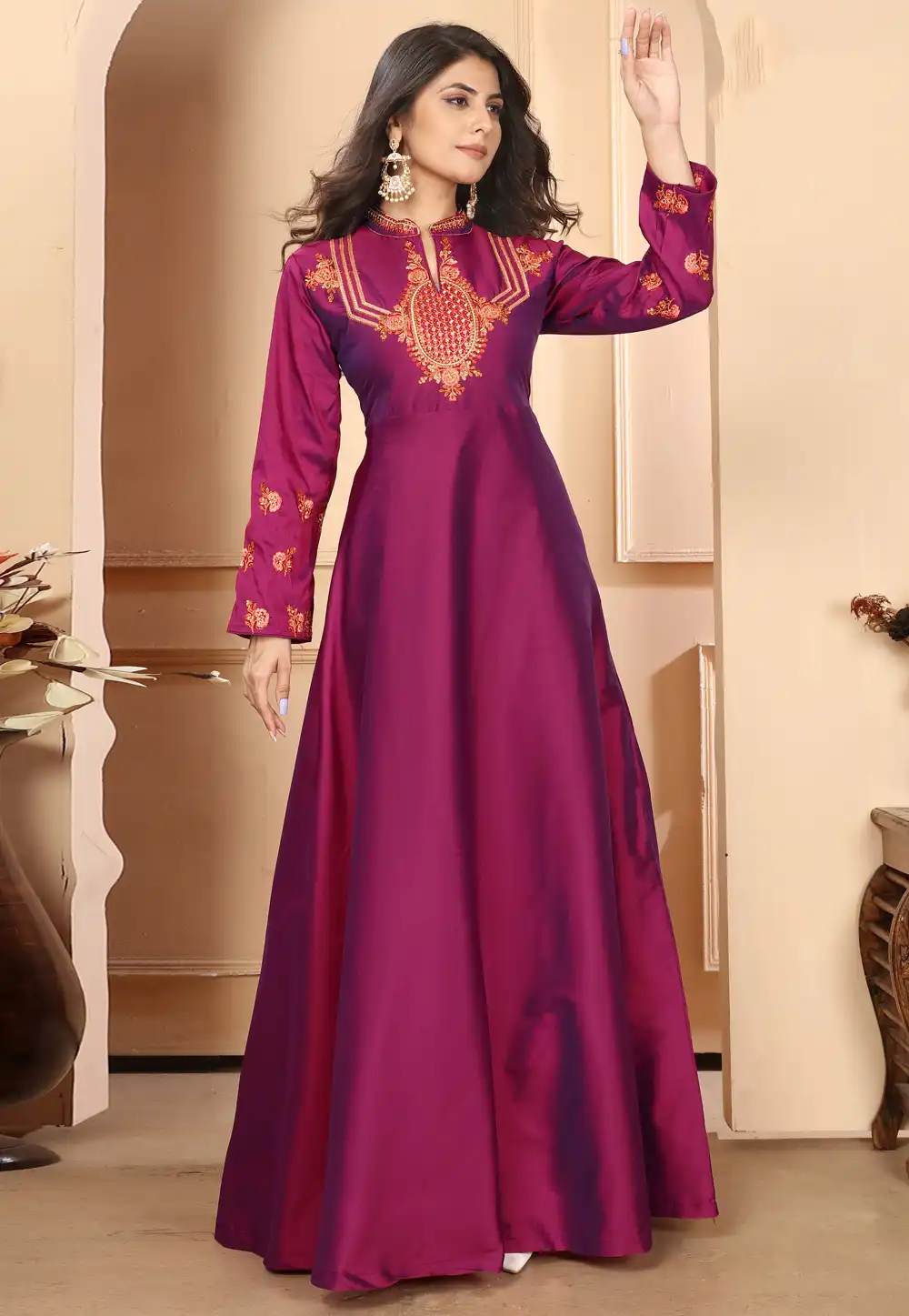 Magenta Silk Gown 288273