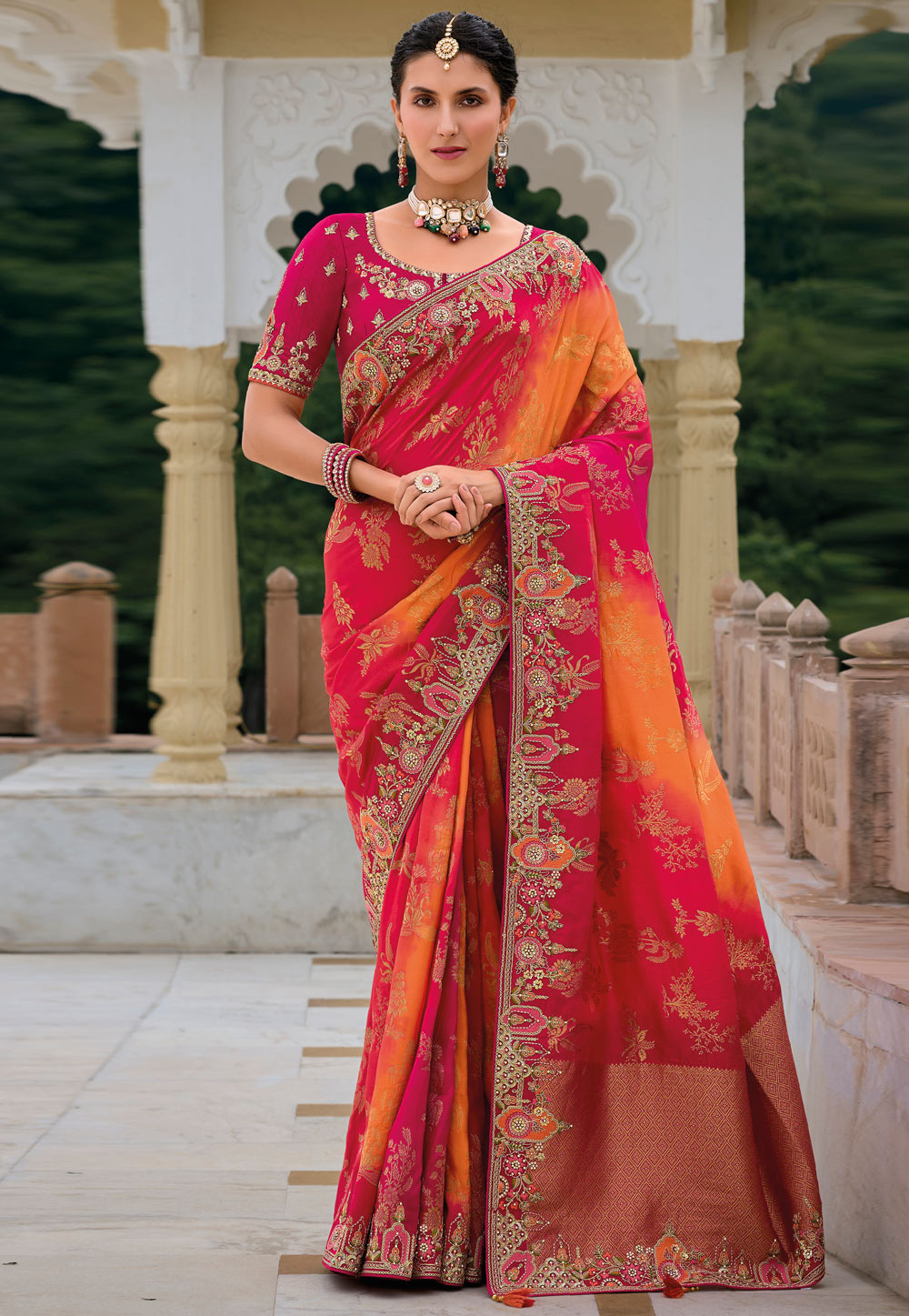 Magenta Silk Half N Half Saree 305008