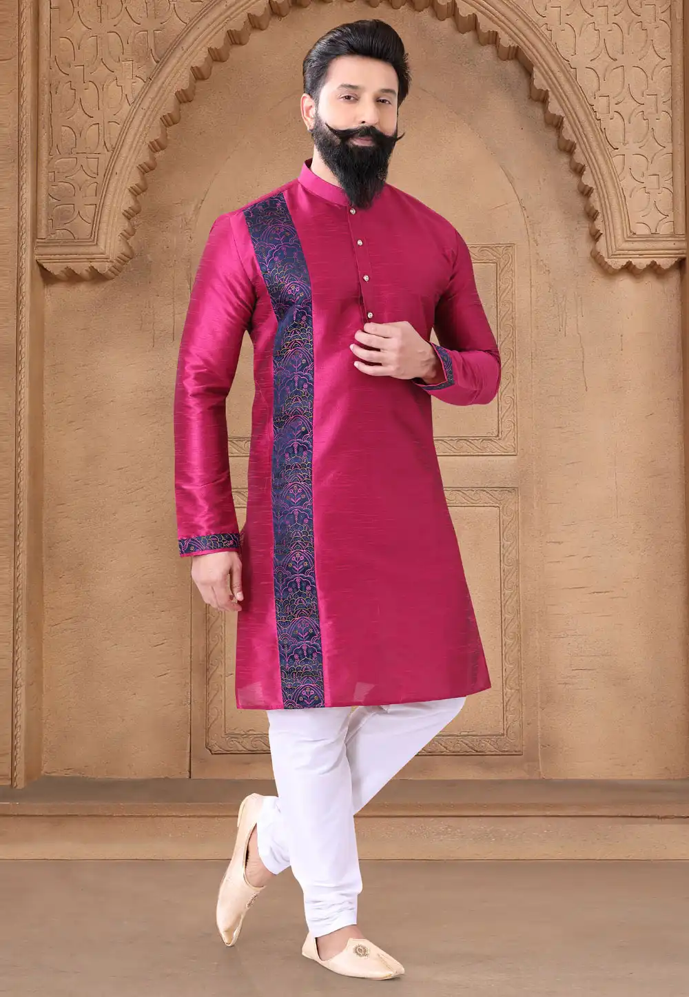 Magenta Silk Kurta Pajama 287954