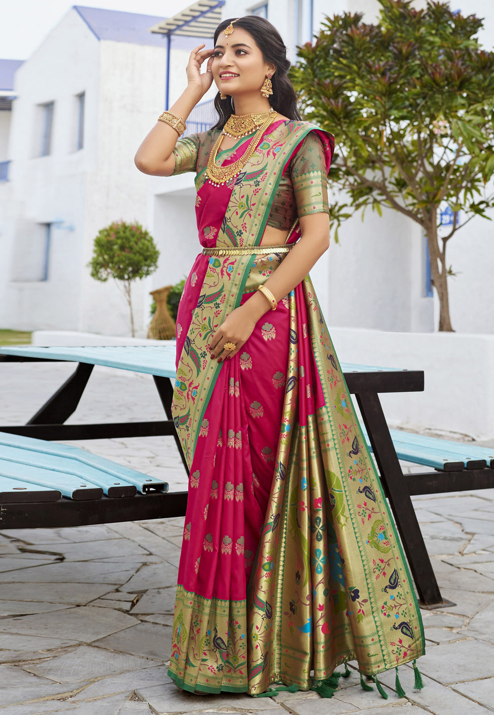 Magenta Silk Paithani Saree 286591