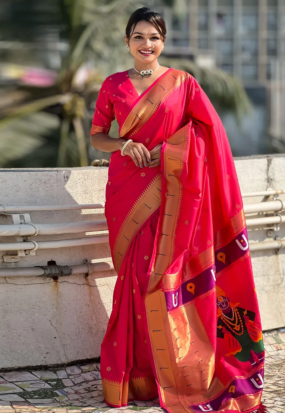 Magenta Silk Paithani Saree 302244