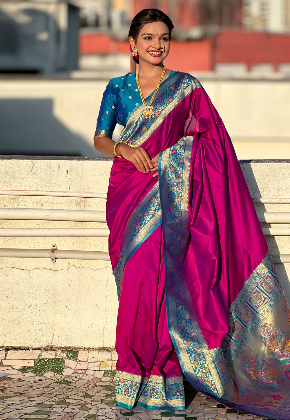 Magenta Silk Paithani Saree 310543
