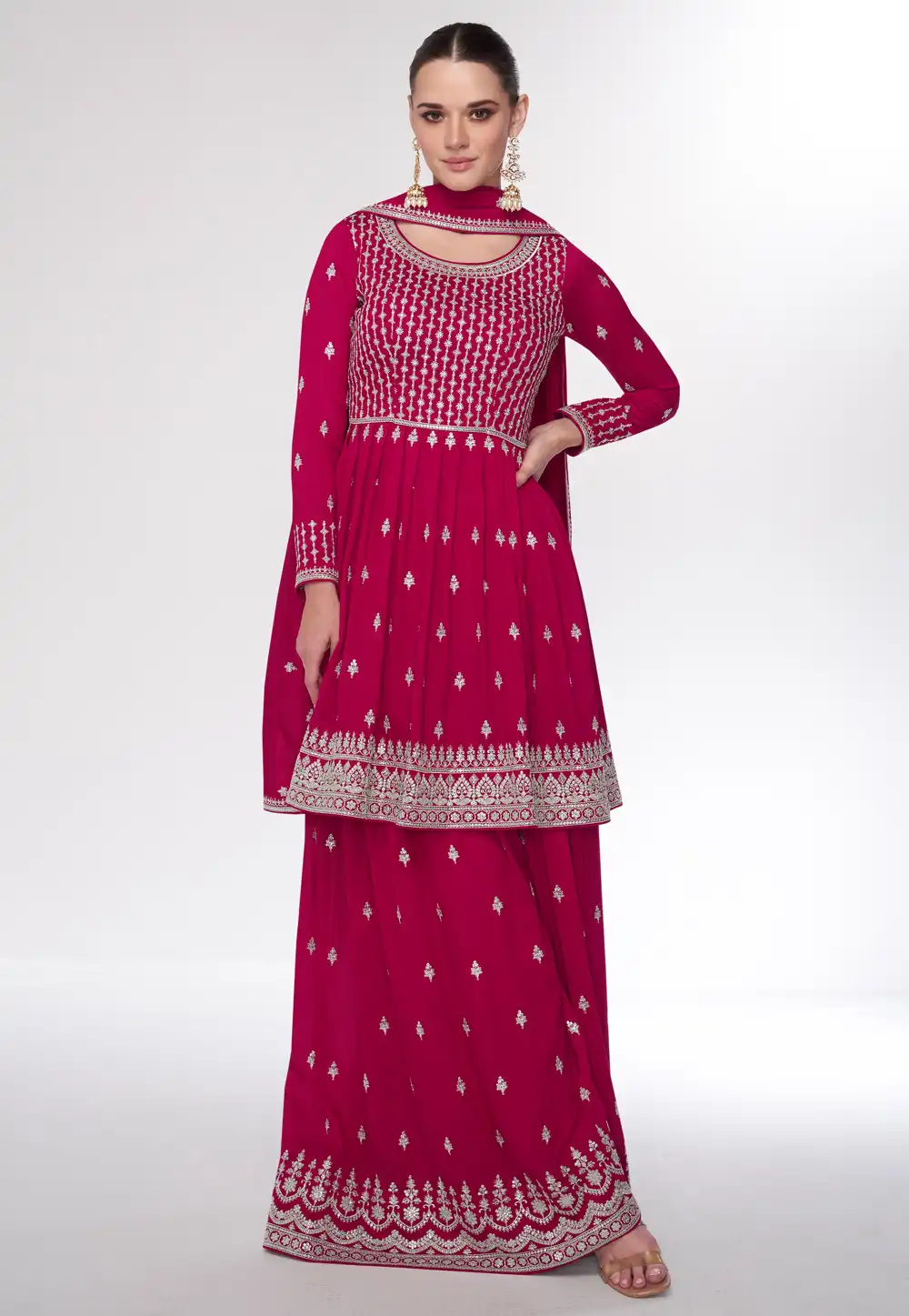 Magenta Silk Pakistani Suit 292071