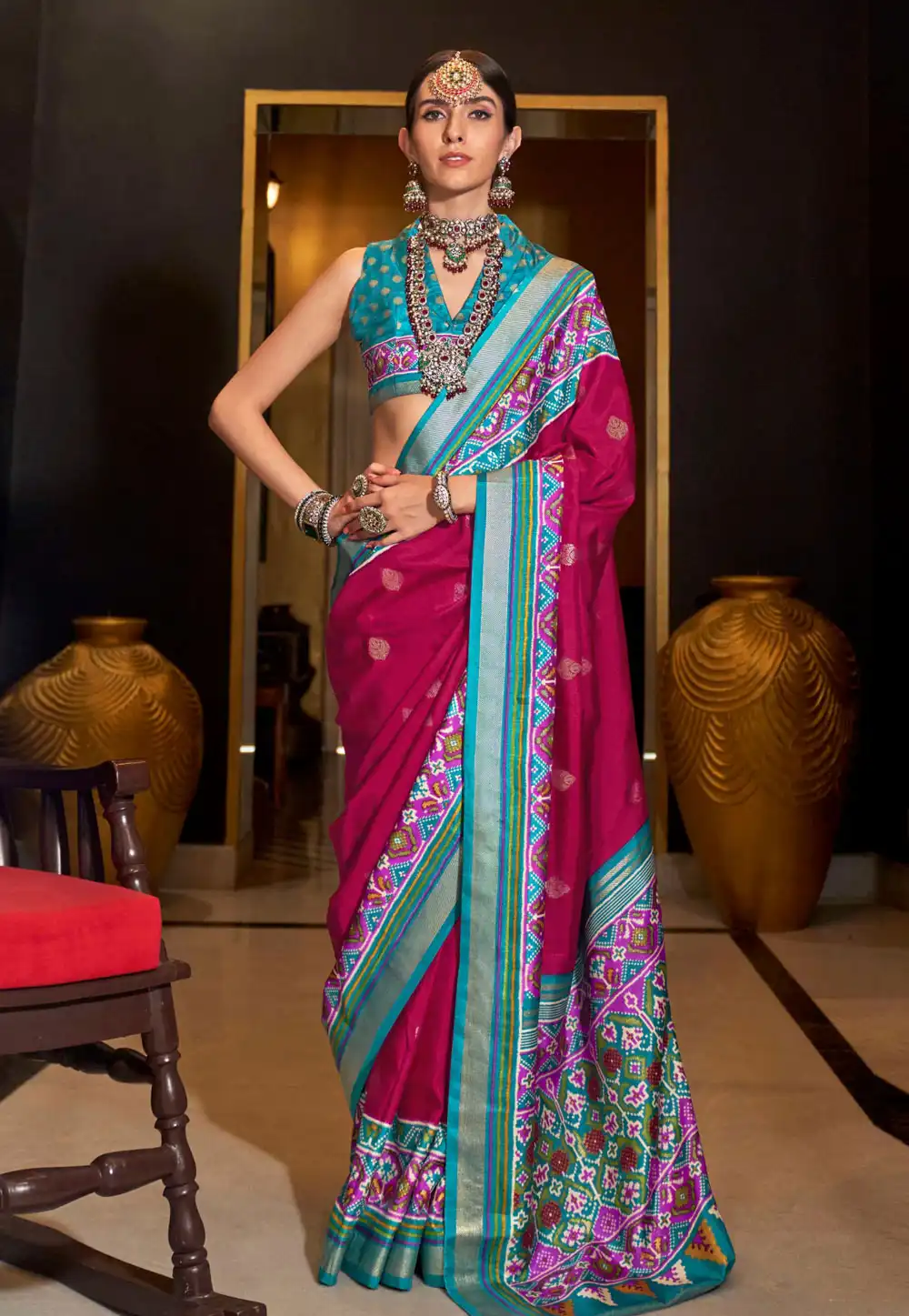 Magenta Silk Patola Saree 292740