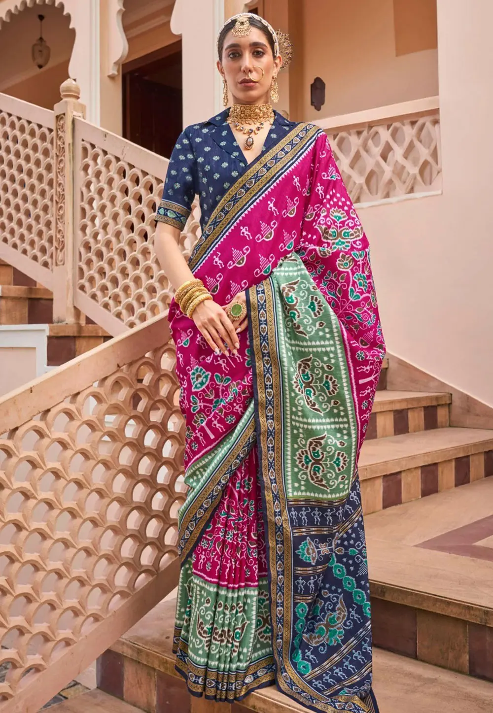 Magenta Silk Patola Saree 302676