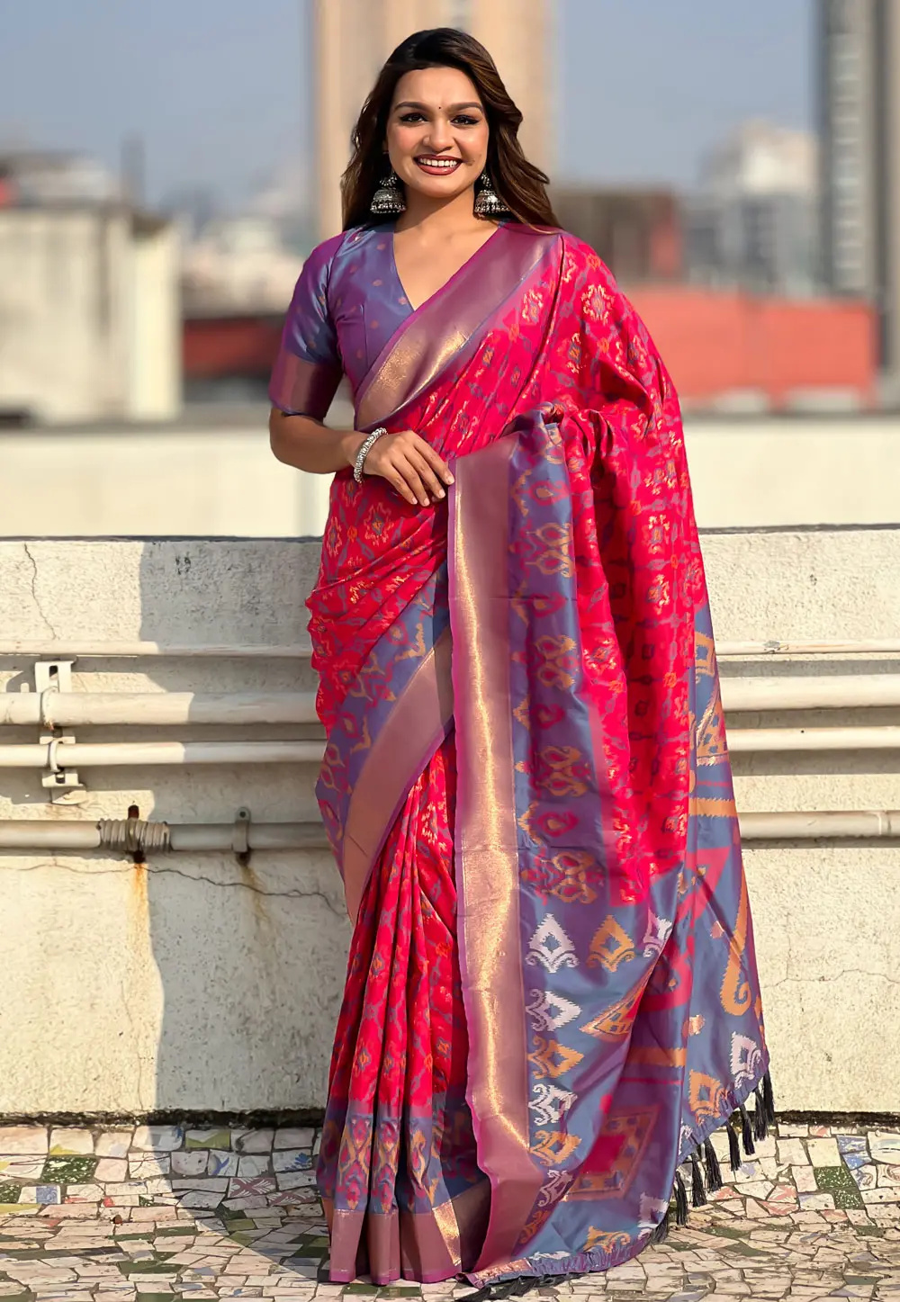 Magenta Silk Patola Saree 303918