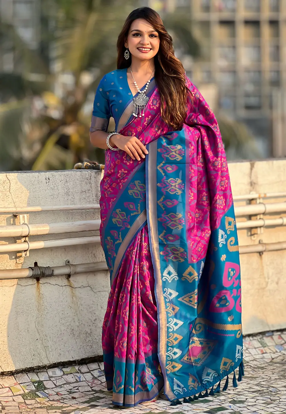 Magenta Silk Patola Saree 303920