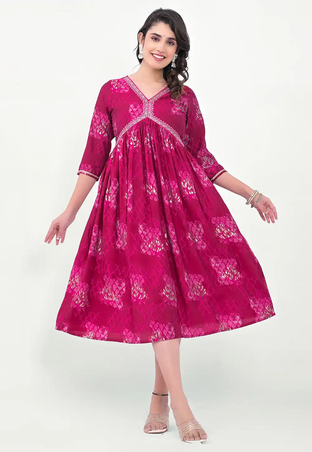 Magenta Silk Printed Kurti 290343