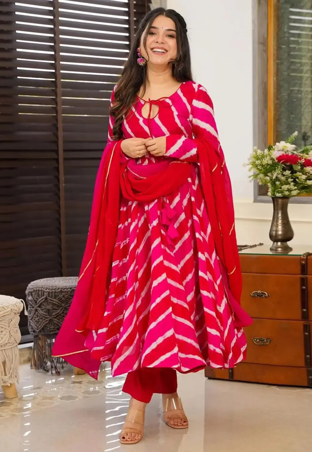 Magenta Silk Readymade Anarkali Suit 299035