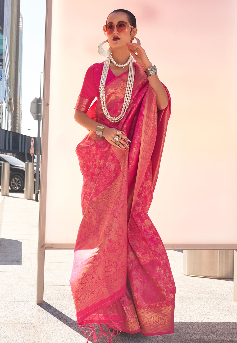 Magenta Silk Saree With Blouse 285854