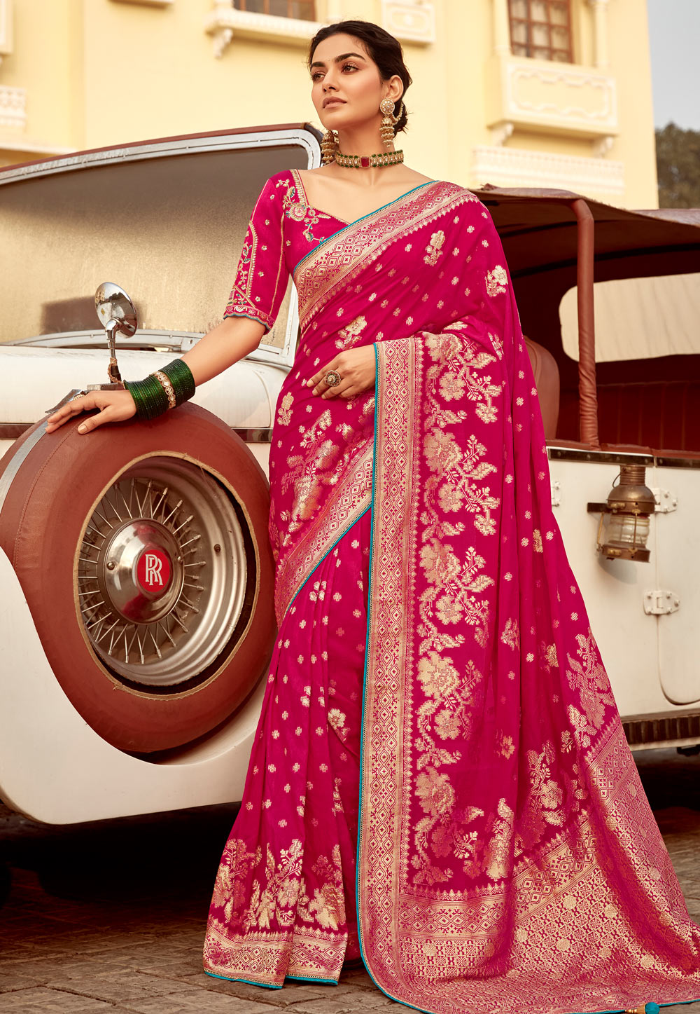 Magenta Silk Saree With Blouse 305819