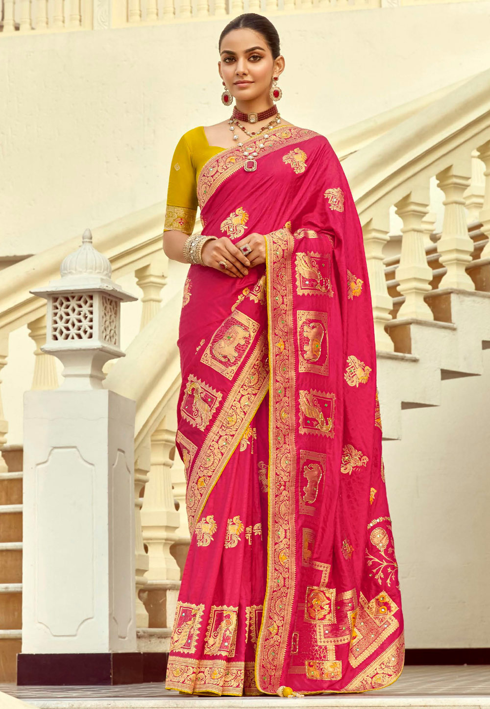 Magenta Silk Saree With Blouse 309103