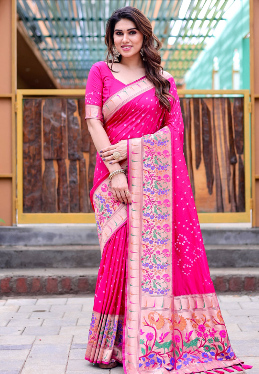 Magenta Silk Saree With Blouse 283557