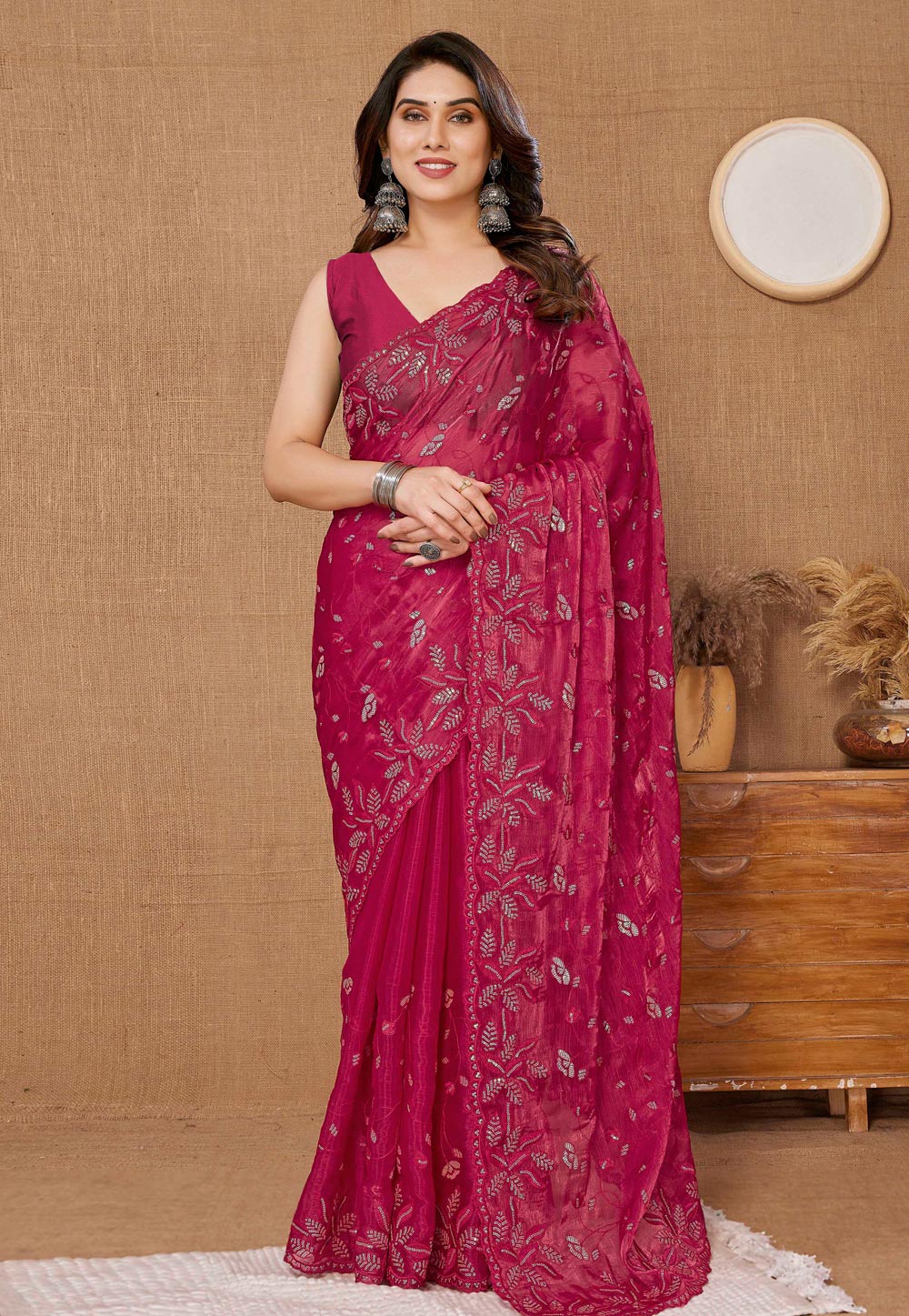 Magenta Silk Saree With Blouse 285517
