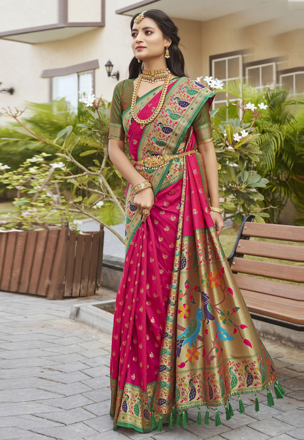 Magenta Silk Saree With Blouse 286598