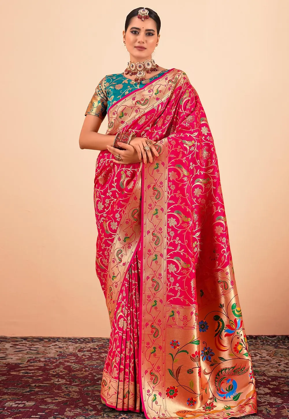 Magenta Silk Saree With Blouse 304569