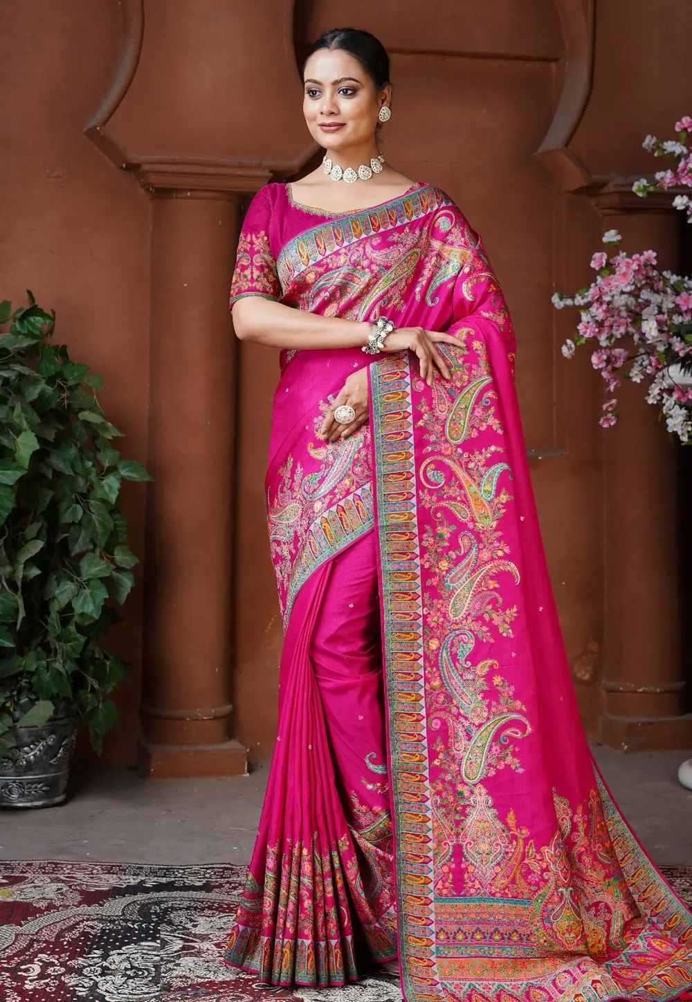 Magenta Silk Saree With Blouse 303649