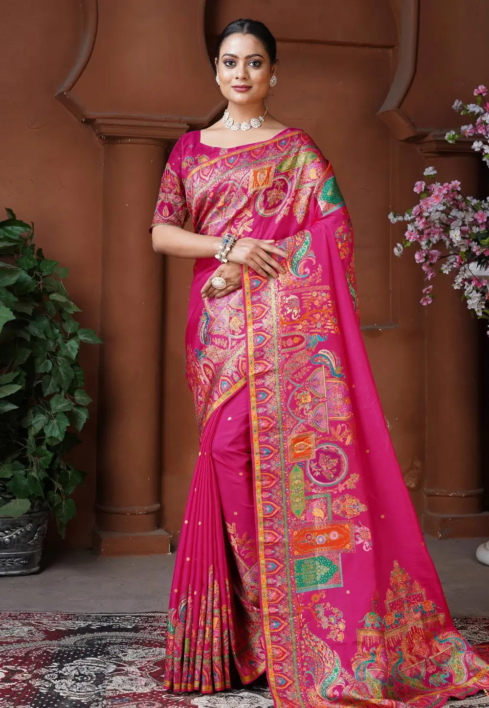 Magenta Silk Saree With Blouse 303650