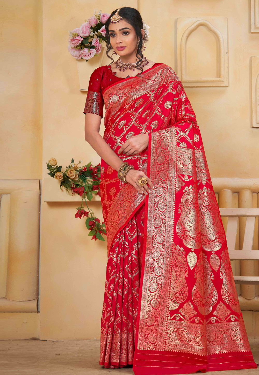 Magenta Silk Saree With Blouse 309221