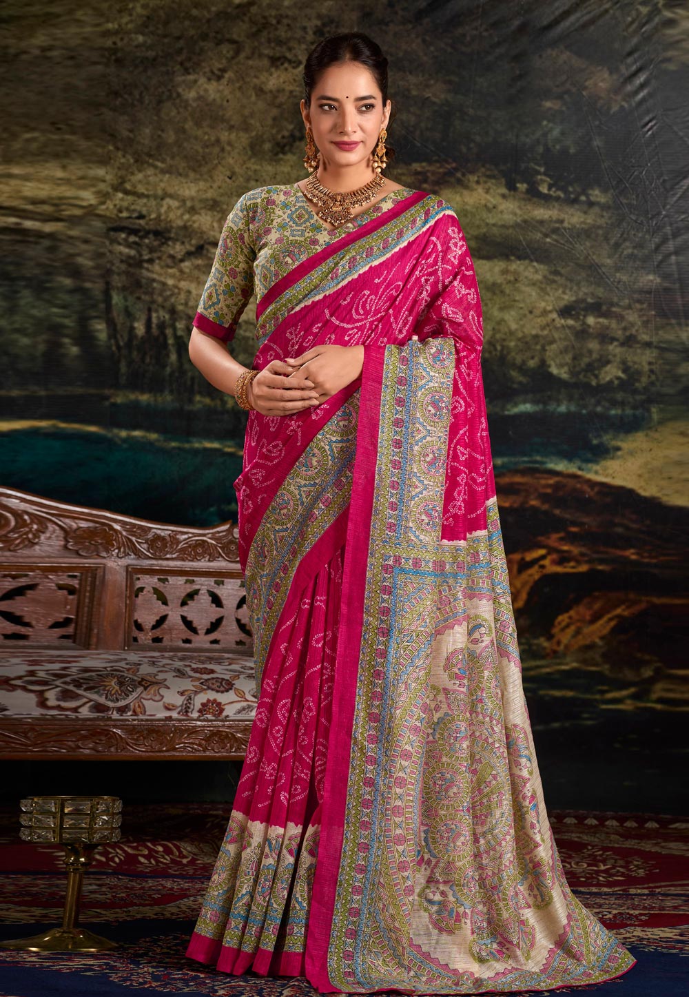 Magenta Silk Saree With Blouse 310406