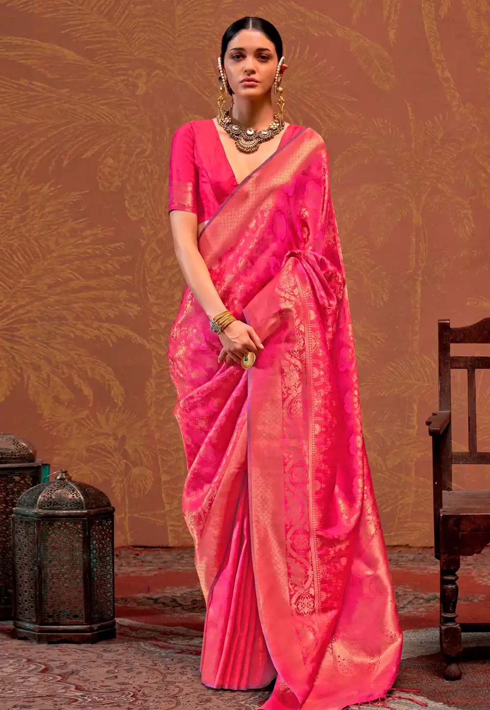 Magenta Silk Saree With Blouse 294043