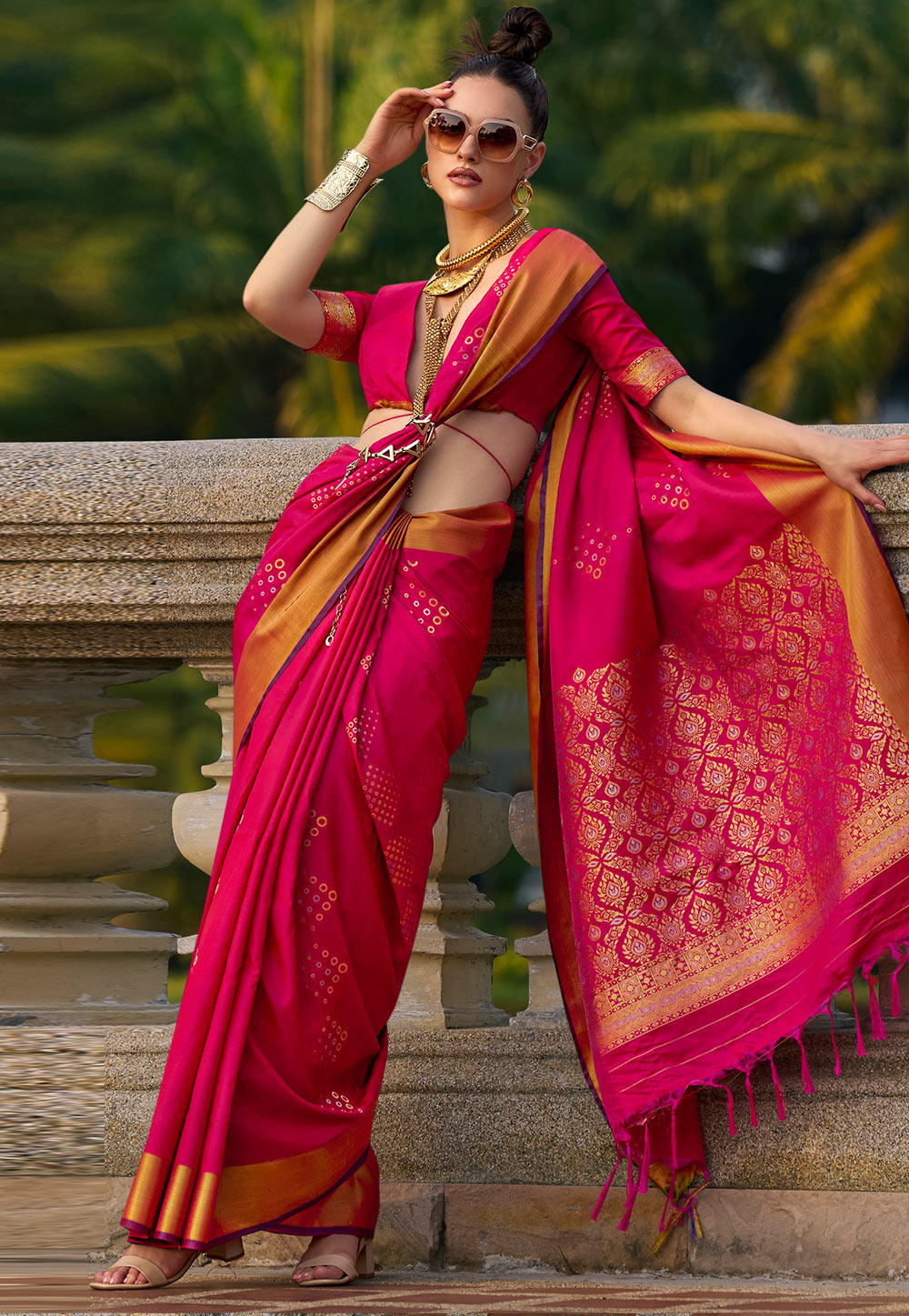 Magenta Silk Saree With Blouse 285971