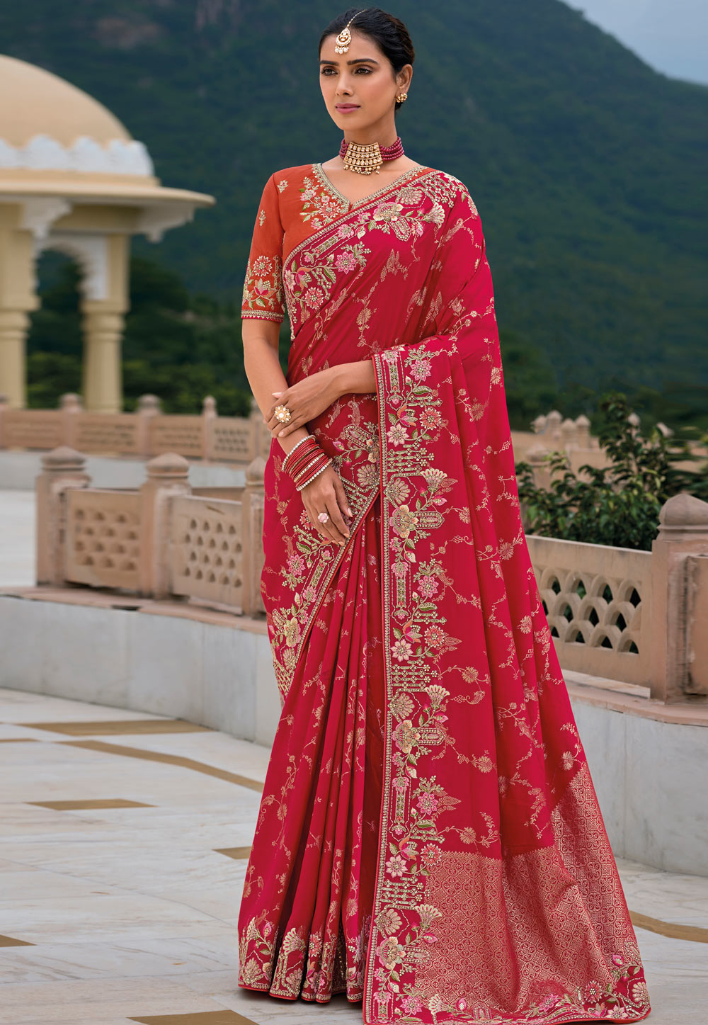 Magenta Silk Saree With Blouse 305013