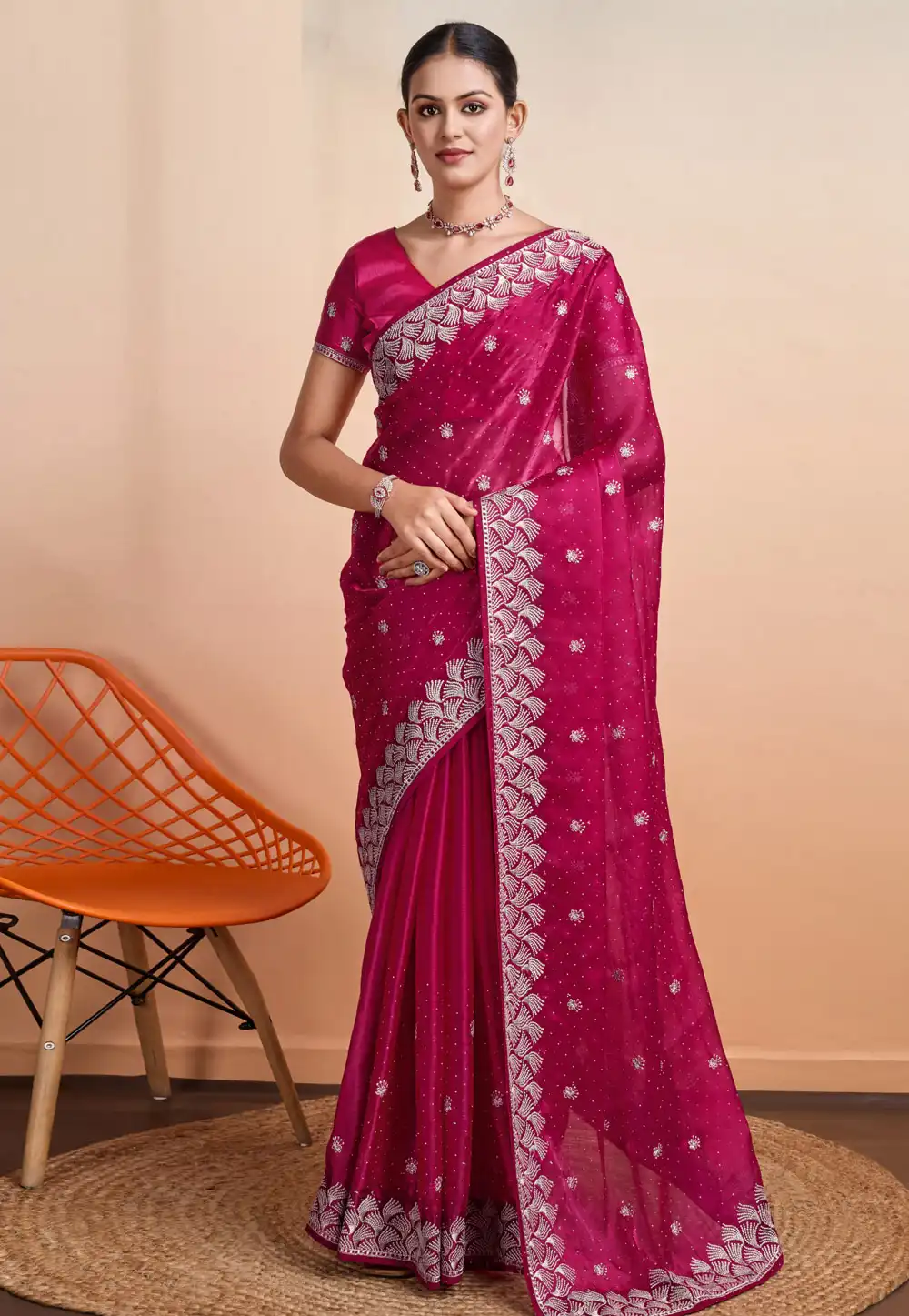 Magenta Silk Saree With Blouse 289994