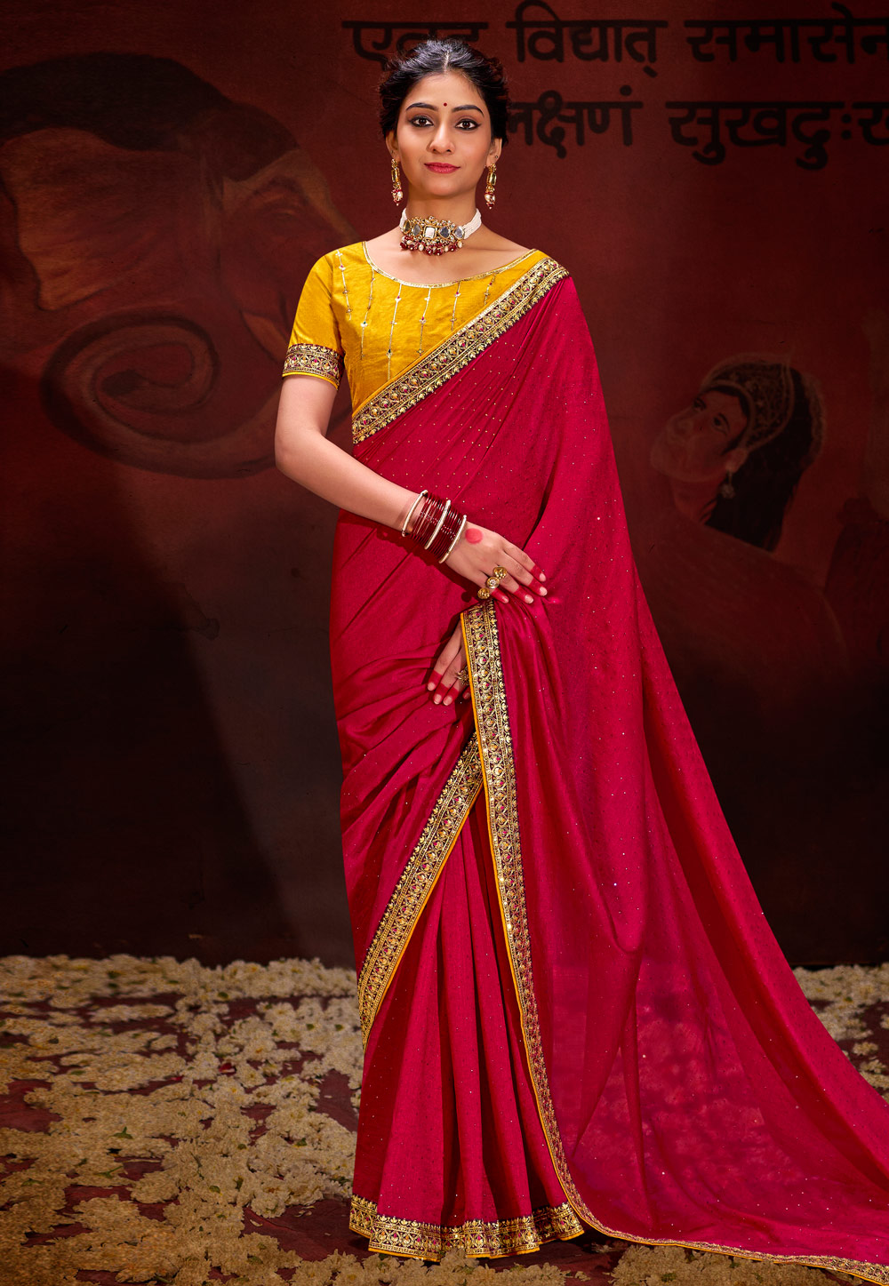 Magenta Silk Saree With Blouse 286674