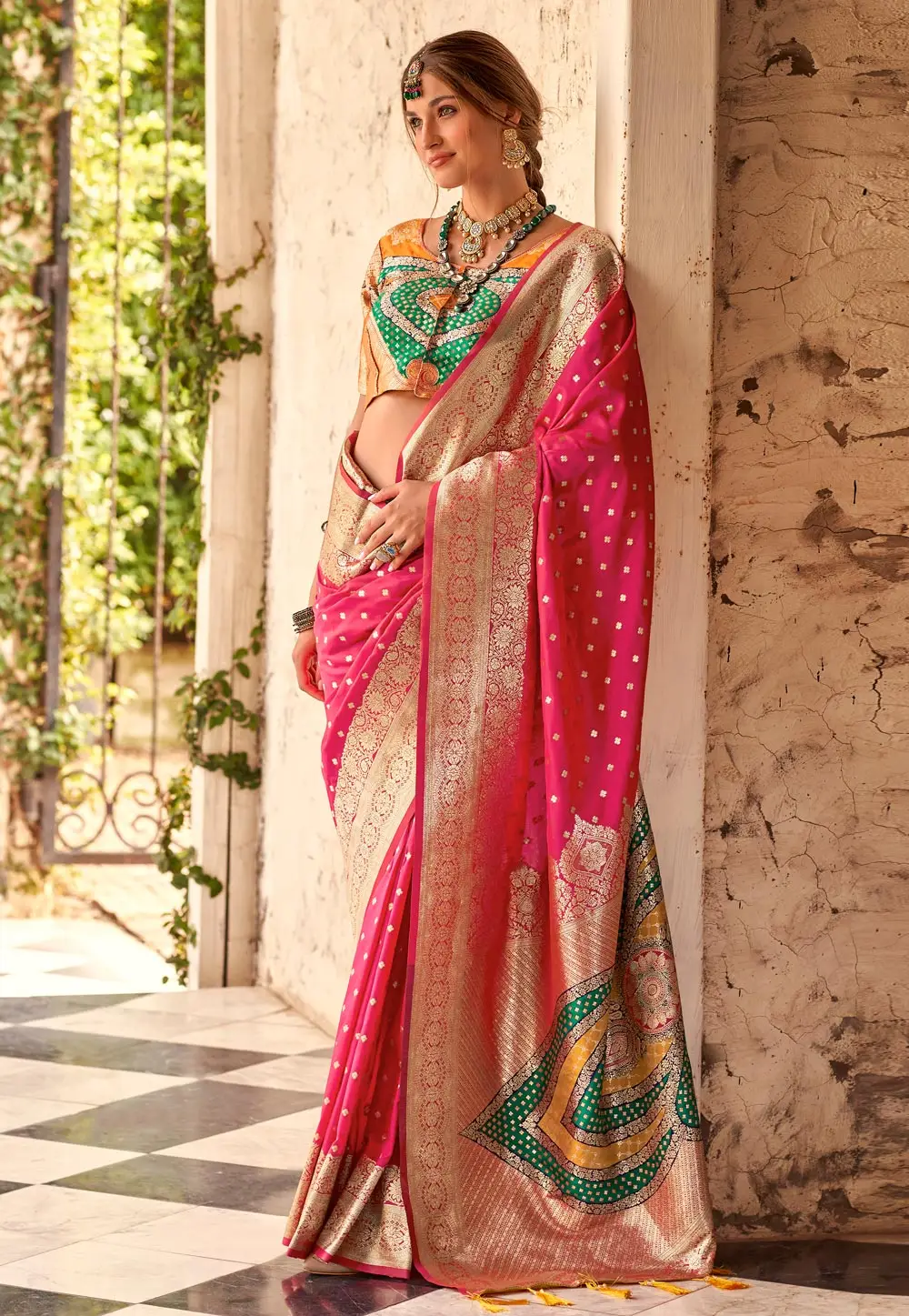 Magenta Silk Saree With Blouse 297213