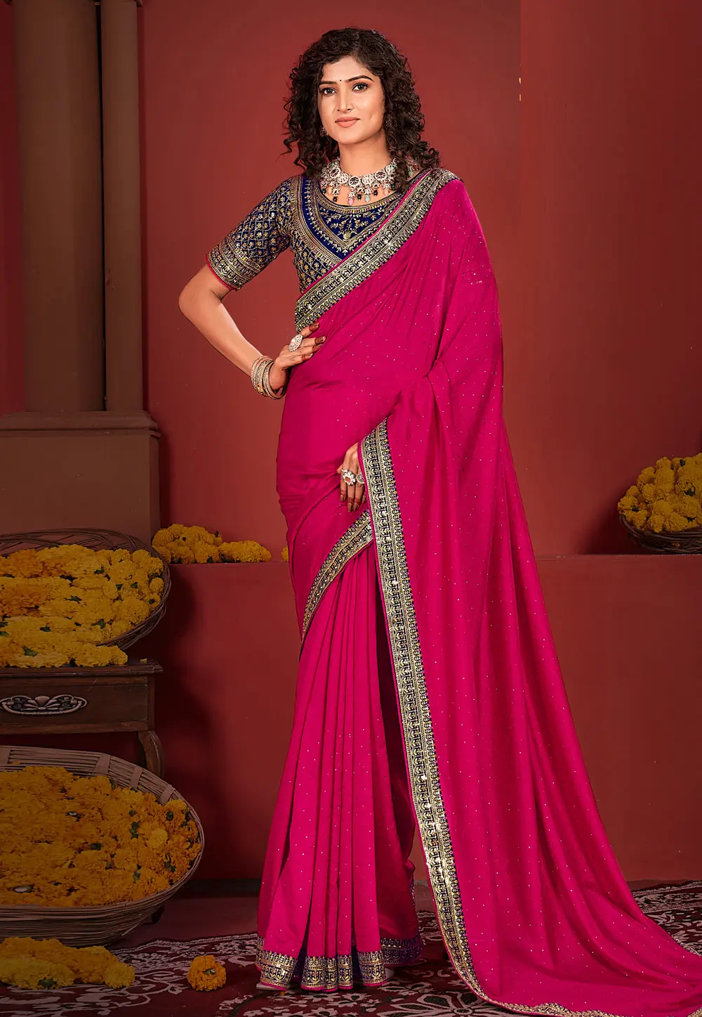 Magenta Silk Saree With Blouse 299111