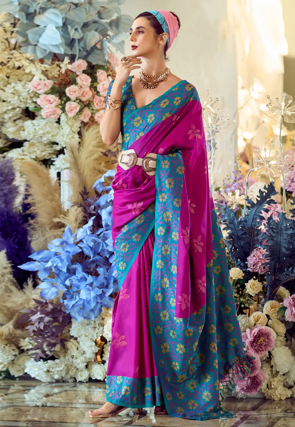 Magenta Silk Saree With Blouse 299264