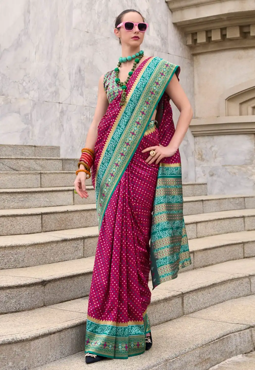 Magenta Silk Saree With Blouse 294487